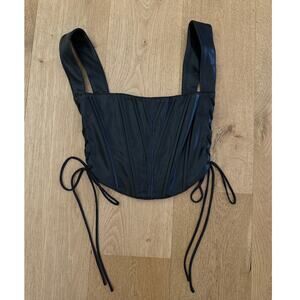 Rebel Flow - Faux Leather Side Lace Up Corset Style Top in Black